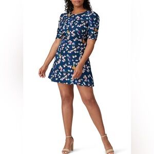 Tanya Taylor 100% silk mini Floral Blue Dress size 18